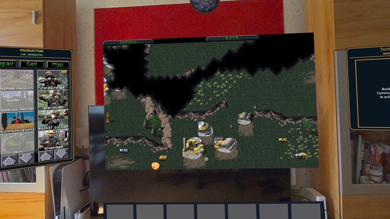 Tiberian Dawn auf Meta Quest 3/3S mit räumlich abgesetztem Baumenü