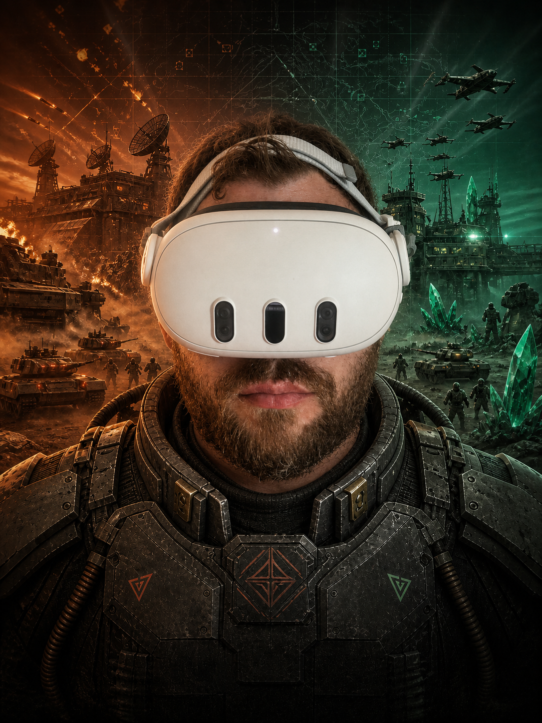 Konzeptcollage für Tiberian Dawn auf Meta Quest 3 und 3S